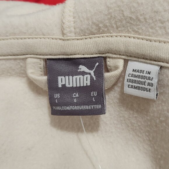 Puma ESS ELEVATED Full-Zip Off White Hoodie In Large - Picture 12 of 14